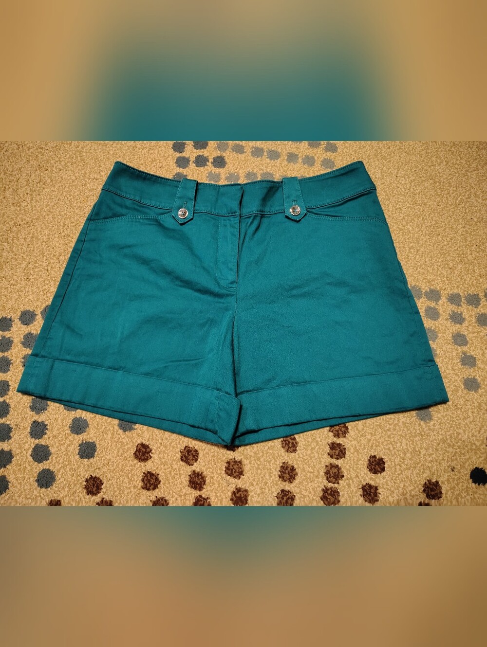 White House Black Market Women's Teal Chino Dress Shorts Size 6